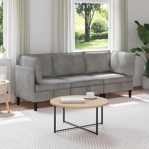  Komplet pohi&amp;scaron;tva za dnevno sobo 3 pcs Svetlo siva Žamet, (5000283099) Slike