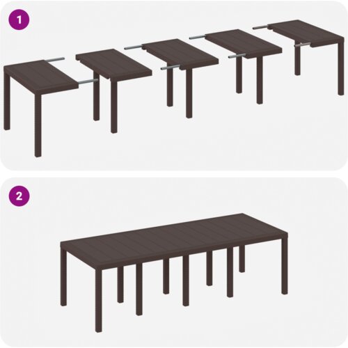 VidaXL Vrtni stol smeđi 250x100x73 cm Polipropilen, Vrtni stol smeđi 100x100x73 cm Polipropilen, Vrtni stol smeđi 150x100x73 cm Polipropilen Slike