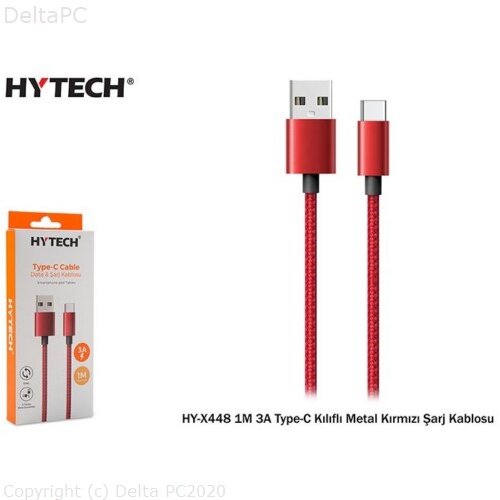 Hytech Oblozeni kabel USB Type-C HY-X448 1m 3A Crveni Cijene