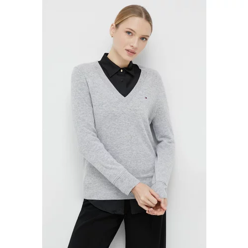 Tommy Hilfiger Vuneni pulover za žene, boja: siva, lagani