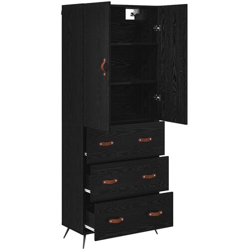  Highboard Crni hrast 69,5 x 34 x 180 cm Konstruirano drvo Slike