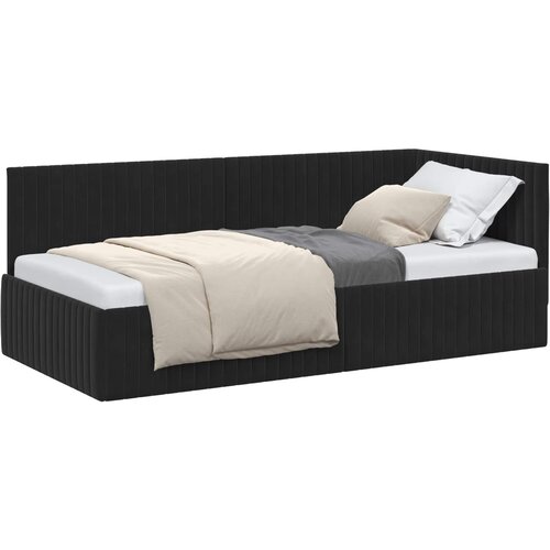 Kutni okvir kreveta s uzglavljem Crna 90 cm x 200 cm Bar&amp;scaron;un Slike