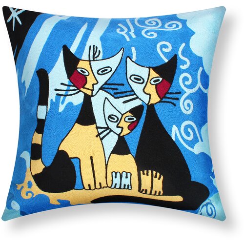 AVIZAR Komplet 2 prevlek za blazino 45x45 cm z vezenino Art Siamois, Večbarvno, (21747285) Cene