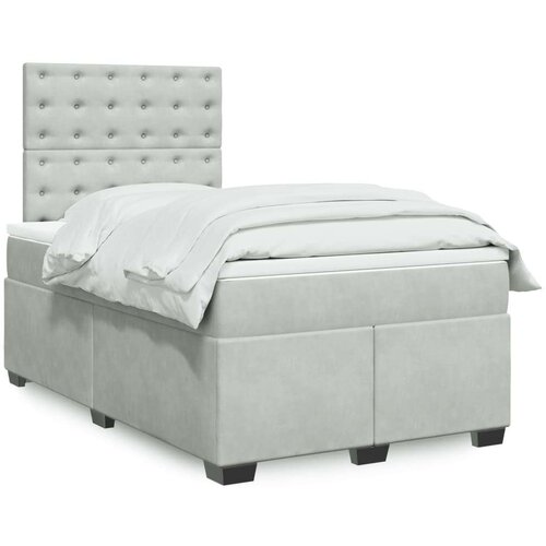 vidaXL Box spring postelja z vzmetnico svetlo siva 120x190 cm žamet Cene