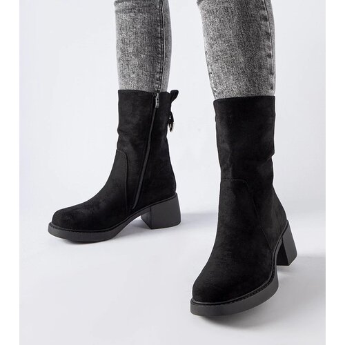 Gemre Black eco-suede block heel ankle boots Agordino Cijene