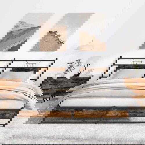 Metalni okvir kreveta bez madraca boja hrasta 183x213 cm Cijene