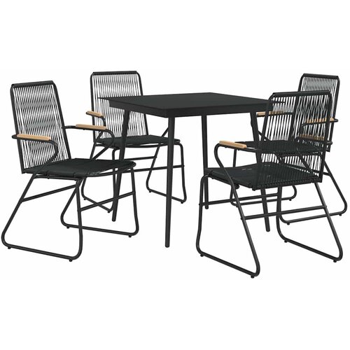  5-dijelni vrtni blagovaonski set od PVC ratana crni Crna Slike