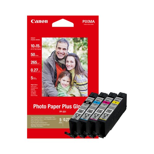 Canon komplet CLI-581 cyan xl, magenta xl, rumena xl, črna xl in foto papir PP-201 za TS705/6350/835 2052C004AA Slike