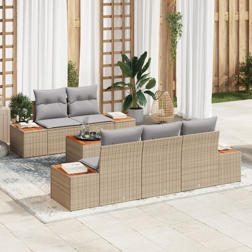 vidaXL set od 6 vrtnih sofa s jastučićima bež poli ratan akacija Cijene