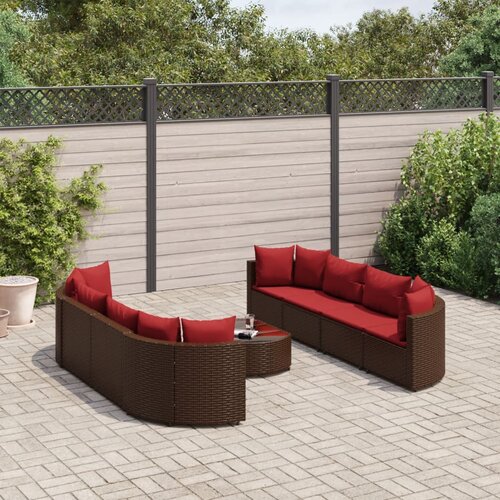 vidaXL 9-dijelni set vrtnih sofa s jastucima poliratan smeđi Cijene