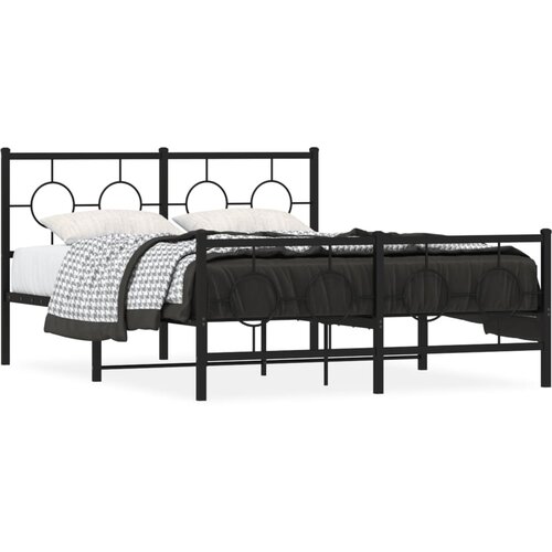 vidaXL Metalni okvir kreveta uzglavlje i podnožje crni 135x190 cm Cijene