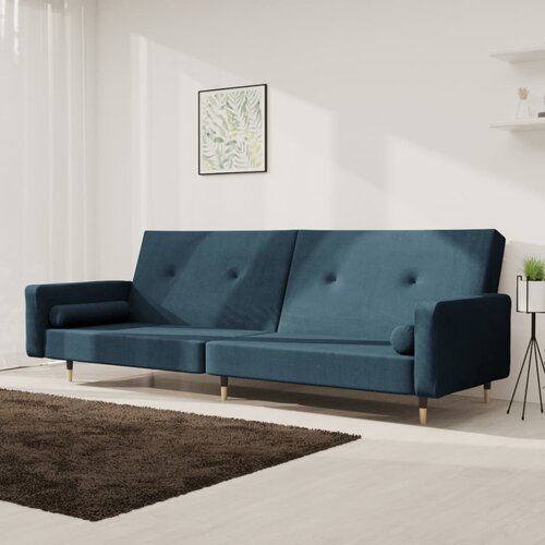  The Living Store Kavč dvosed z leži&amp;scaron;čem in dvema blazinama moder žamet - Raztegljiv Kavč, (21494349) Slike