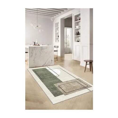  Tepih sa gumenom podlogom 160x230cm - Bež - zeleni pravougaonici, TG-4109 Cene