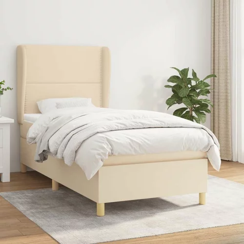  Box spring postelja z vzmetnico krem 100x200 cm blago, (20895439)