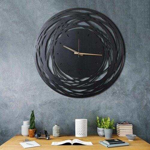 WATCH-043 black decorative metal wall clock Slike