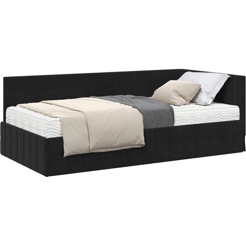 vidaXL Kotni okvir postelje z matrico z vzglavjem 2 pcs Črna Žamet, (5000163060) Cene
