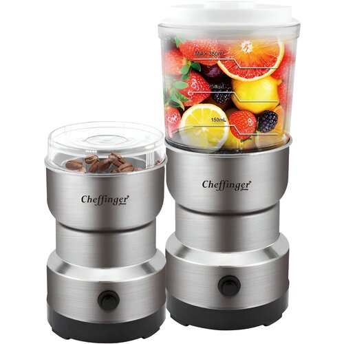 Cheffinger Mini-me&scaron;alnik 300W 2-v-1 z rezili iz nerjavečega jekla in funkcijo mlinčka za kavo, Siva, (5000277291) Cene