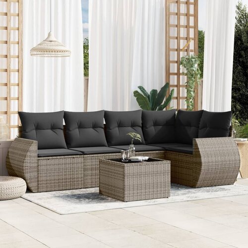 vidaXL 6-dijelni set vrtnih sofa od poliratana s jastucima sivi Cijene