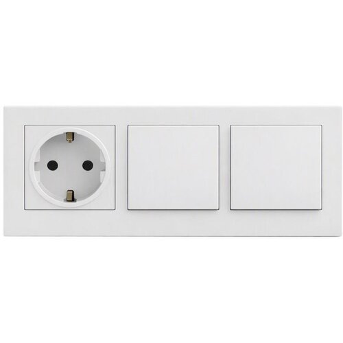 Legrand Dvostruki jednopolni prekidač br. 1 i utičnica 250V/16A SCHUKO sa okvirom NILOE STEP, bela Slike