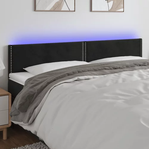 vidaXL LED posteljno vzglavje črno 200x5x78/88 cm žamet