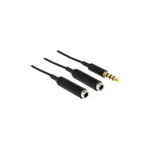 Delock Utičnica Audio Y-kabel [1x 3,5 mm banana utikač - 2x Priključna doza za 3,5 mm banana utikač] 0.25 m Crna Cijene