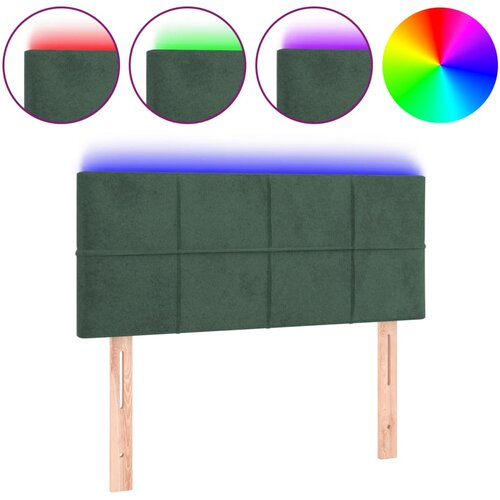 VidaXL LED posteljno vzglavje temno zeleno 100x5x78/88 cm žamet, (20953496) Slike