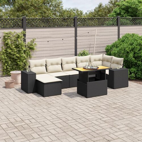 VidaXL 8-dijelni set vrtnih sofa od poliratana s jastucima crni Slike