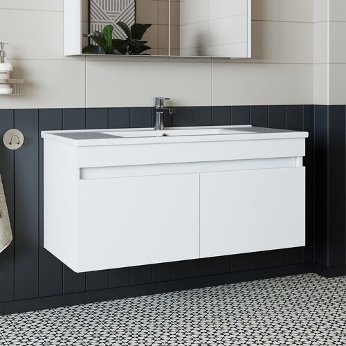 Hanah home kupatilski ormarić sa lavaboom 1053, 100 cm, mat beli Cene