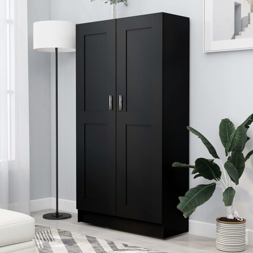 VidaXL Knjižna omara črna 82,5x30,5x150 cm iverna plo&amp;scaron;ča Slike