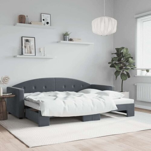  Izvlečna dnevna postelja temno siva 80x200 cm žamet, (20936822) Slike