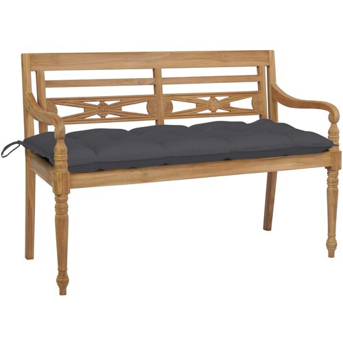 The Living Store Klop Batavia z antracitno blazino 120 cm trdna tikovina - Klop, (21483848) Cene