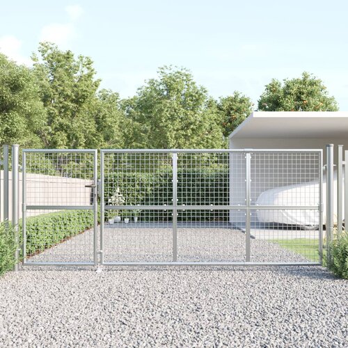 vidaXL Mrežasta vrtna vrata srebrna 350x175 cm pocinkano jeklo Cene