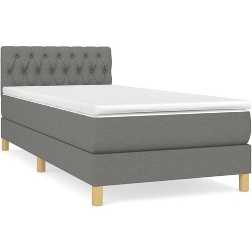  Krevet s oprugama i madracem tamnosivi 90x200 cm od tkanine Slike