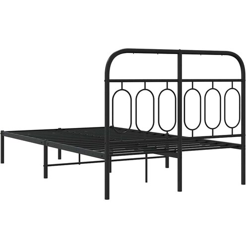  Metalni okvir za krevet s uzglavljem crni 120x200 cm Slike