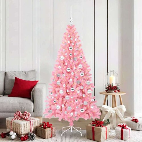 vidaXL Božično drevo med 300 LED z stojalom Roza 180 cm PVC Cene
