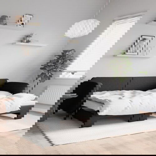 VidaXL Dnevni krevet na razvlačenje crni 90 x 200 cm od tkanine Slike