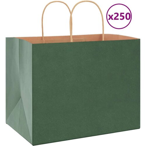  Papirnate vrećice 250 kom s ručkama zelene 32x22x24 cm Cijene