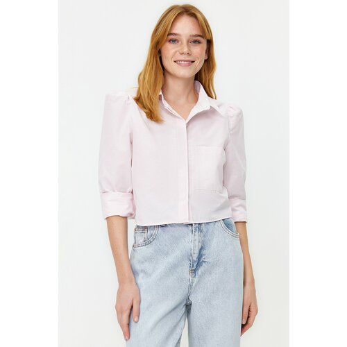 Trendyol Lilac Crop Woven Shirt Slike