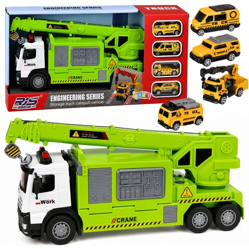Truck with Crane and Vehicle Transporter Lights Sounds Green Cijene