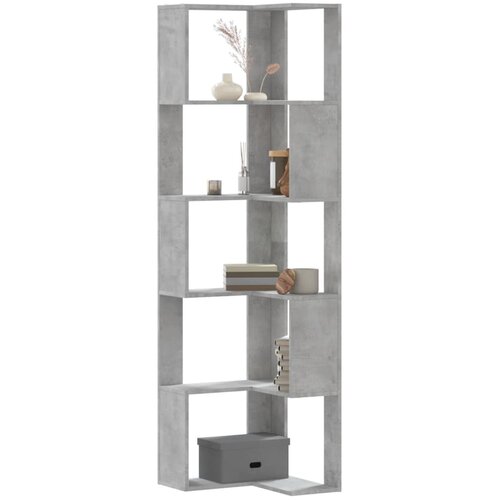 Kutni regal za knjige 5 razine boja betona 50x50x179 cm drveni Cijene