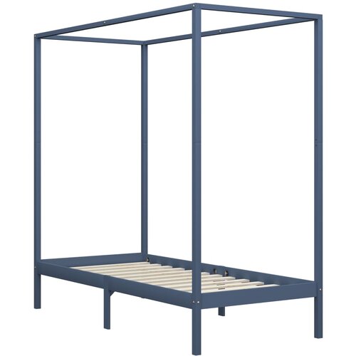 Maison Chic Posteljni okvir - Enojna postelja - Postelja za odrasle z baldahinom siv iz trdne borovine 90x200 cm, (21696577) Slike