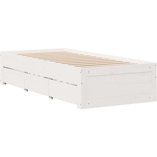  Krevet s regalom za knjige bez madraca bijeli 75x190cm borovina Slike