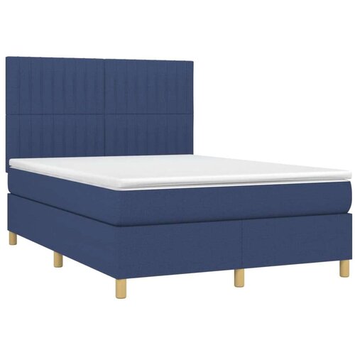  Box spring s madracem LED plavi 140x200 cm od tkanine Slike