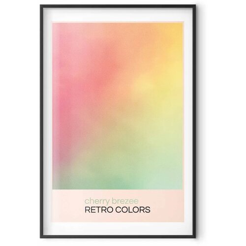  Plakat - Cherry Breeze - Pastel Gradient in Soft Retro Colors 60x90 Crni okvir s margom Slike