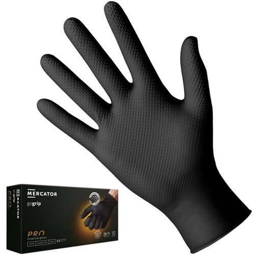  Jednokratne rukavice MERCATOR GOGRIP PRO crne bez pudera XL 50kom Slike
