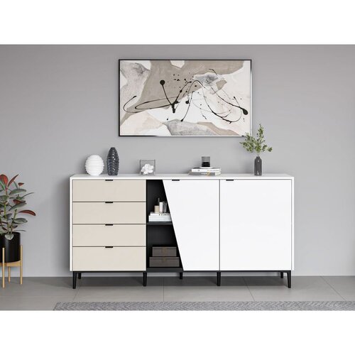Hanah home komoda yelena - white, black whiteblacksandstone console Cene