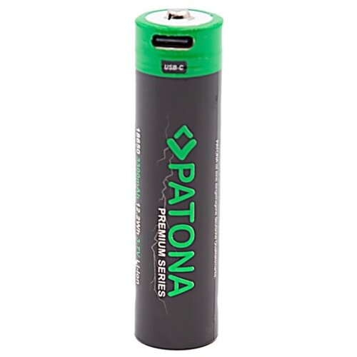 Patona 18650 Li-Ion akumulatorska baterija 3350 mAh PREMIUM 3,7 V sa USB-C punjenjem Slike