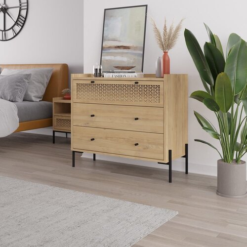 Marckeric Niska komoda u dekoru hrasta u prirodnoj boji 90x80 cm Mayra &amp;ndash; Slike