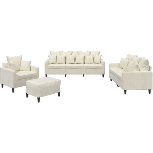 VidaXL 4-dijelni set sofa s jastucima krem bar&amp;scaron;unasti Slike