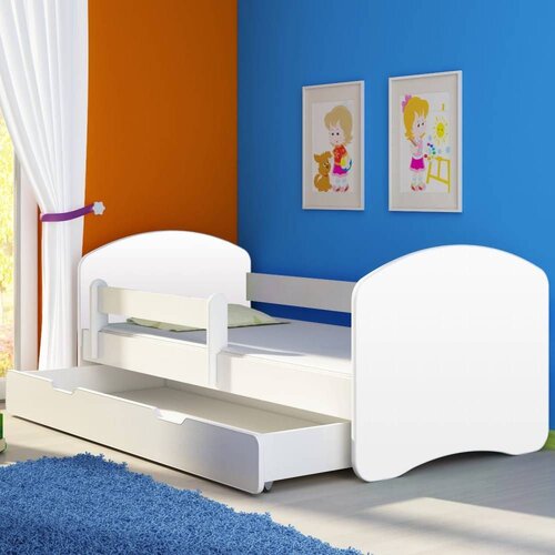 ACMA Dječji krevet II bez motiva, bočna bijela + ladica 180x80 cm Slike